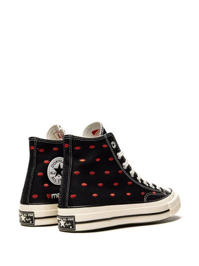 Shop Converse Chuck 70 Embroidered Lips High Sneakers In Black