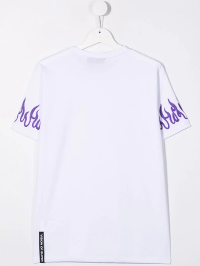 Shop Vision Of Super Teen Flame-sleeve T-shirt In White