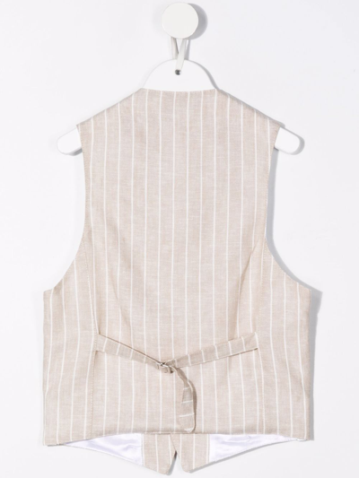 Daniele Alessandrini Pinstripe-print Button-up Waistcoat In Neutrals