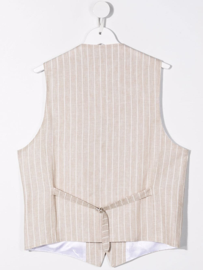 Daniele Alessandrini Pinstripe-print Button-up Waistcoat In Neutrals