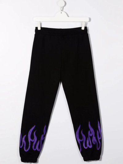 Shop Vision Of Super Flame-print Track Pants In Black