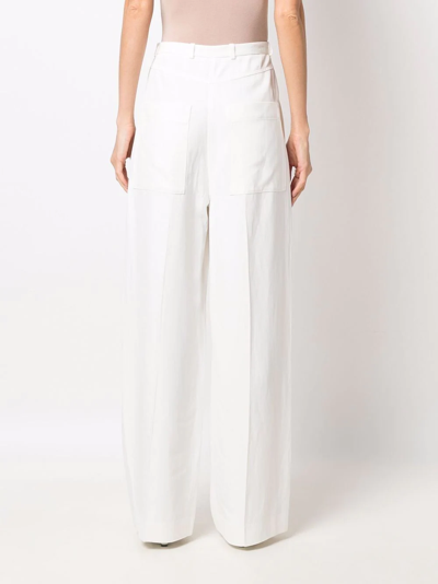 Shop Totême High-waist Wide-leg Trousers In White
