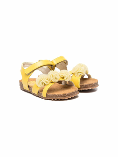 Il Gufo Floral-detail Open-toe Sandals In Yellow