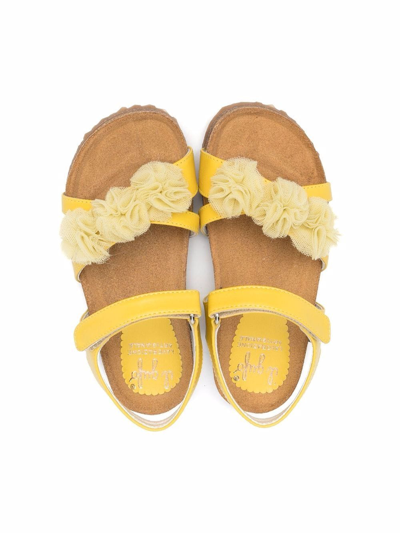 Il Gufo Floral-detail Open-toe Sandals In Yellow