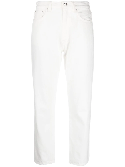 Shop Totême Cropped Straight-leg Jeans In White