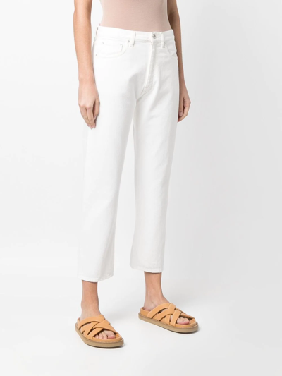 Shop Totême Cropped Straight-leg Jeans In White