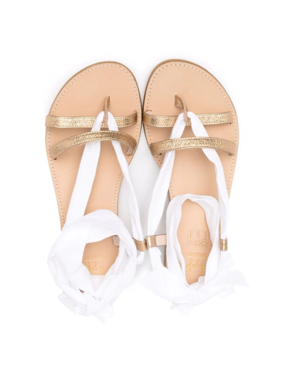 Shop Il Gufo Tie-fastening Open-toe Sandals In White