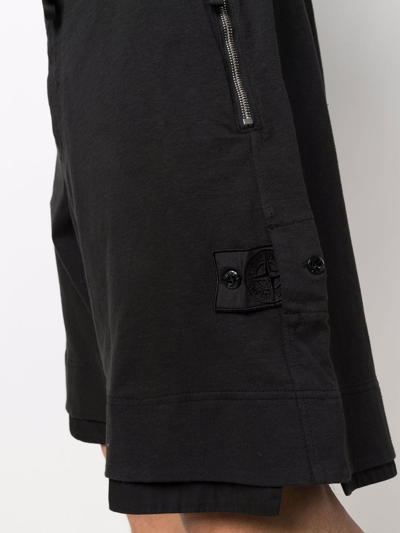 Shop Stone Island Shadow Project Drawstring Cargo Shorts In Black