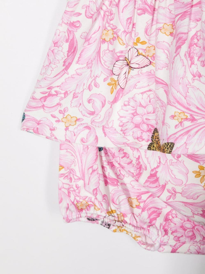 Shop Versace Floral-print Dress In Pink