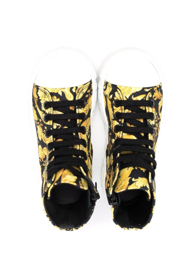 Shop Versace All-over Graphic Print Trainers In Black