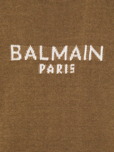 Shop Balmain Teen Embroidered-logo Jumper In Brown