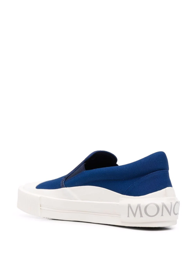 Shop Moncler Logo-print Slip-on Sneakers In Blue