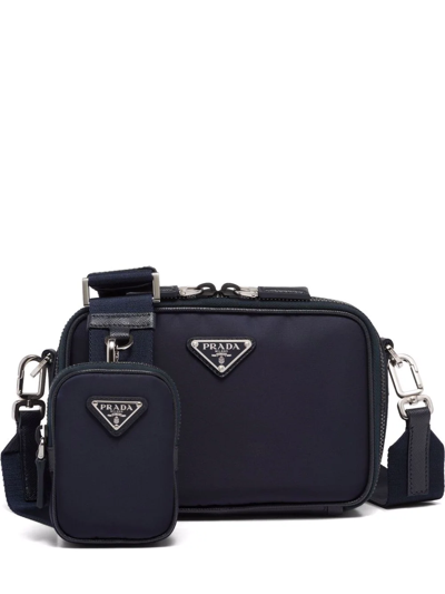 Shop Prada Triangle-logo Brique Messenger Bag In Blue