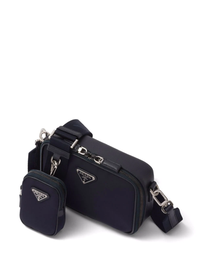 Shop Prada Triangle-logo Brique Messenger Bag In Blue