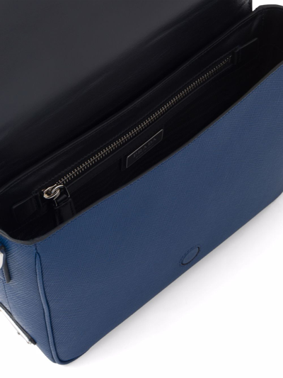 Shop Prada Logo-embossed Saffiano Leather Bag In Blue