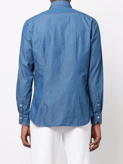 Shop Xacus Denim Style Shirt In Blue