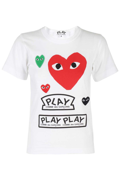 Shop Comme Des Garçons Play Multi Heart T In White