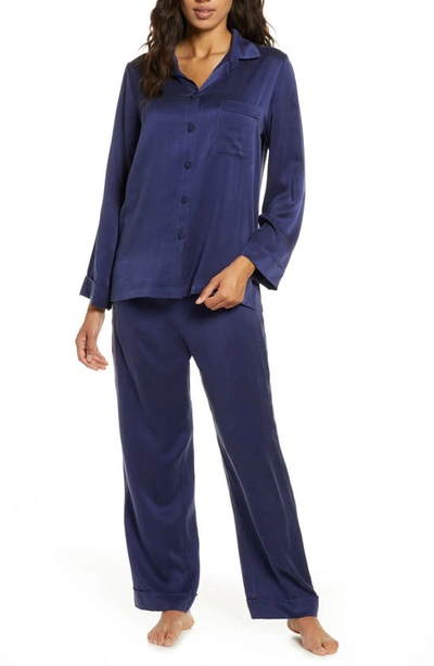 Shop Papinelle Silk Pajamas In Navy