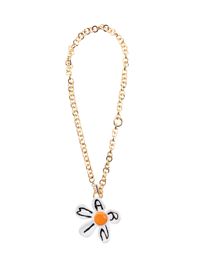 Shop Marni Daisy Pendant Necklace In Gold
