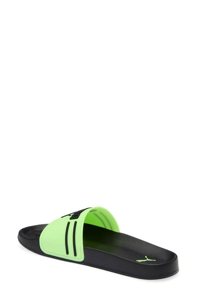 Puma Leadcat 2.0 Rubber Pool Slides In  Black/ Fizzy Lime