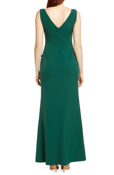 Eliza J Sleeveless Cascading-ruffle Gown In Hunter