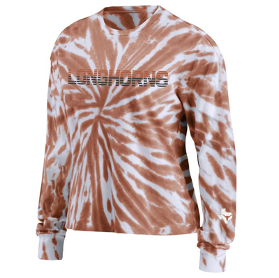 Shop Wear By Erin Andrews Texas Orange Texas Longhorns Tie-dye Long Sleeve T-shirt In Burnt Orange