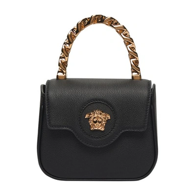 Shop Versace Small La Medusa Bag In Black  Gold