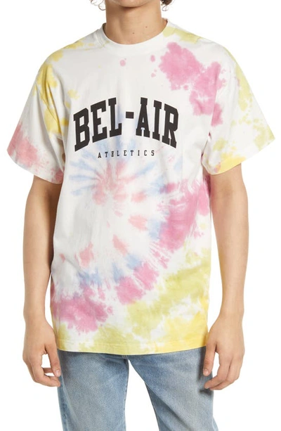 Shop Bel-air Athletics College Tie Dye Cotton Logo Tee In 00 White