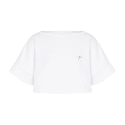 Shop Philosophy Di Lorenzo Serafini Cropped T-shirt With Logo Print In Bianco