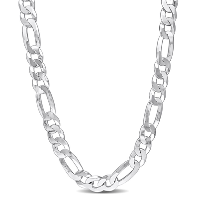 Amour 12.3 Mm Flat Figaro Chain Necklace In 18k Yellow Gold Plated Sterling Silver In Yellow