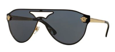 Shop Versace Grey Pilot Ladies Sunglasses Ve2161 100287 42 In Gold / Grey