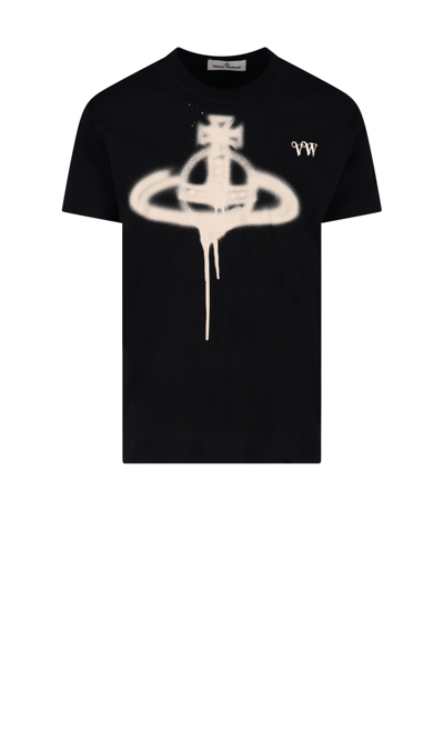 Shop Vivienne Westwood 'orb' Graffiti T-shirt