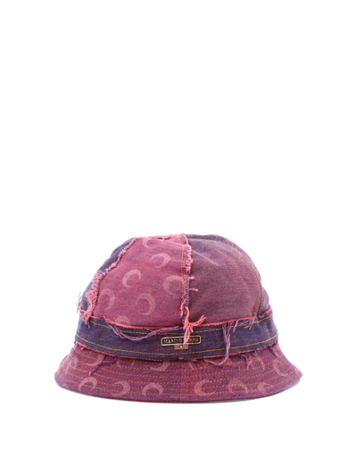 Shop Marine Serre "moom Denim Panelled" Bucket Hat In Purple