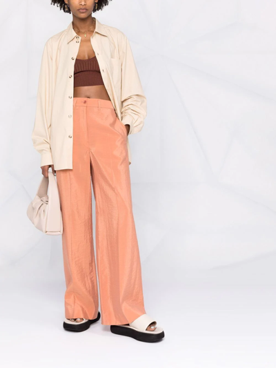 Shop Lemaire Tailored Wide-leg Trousers In Orange