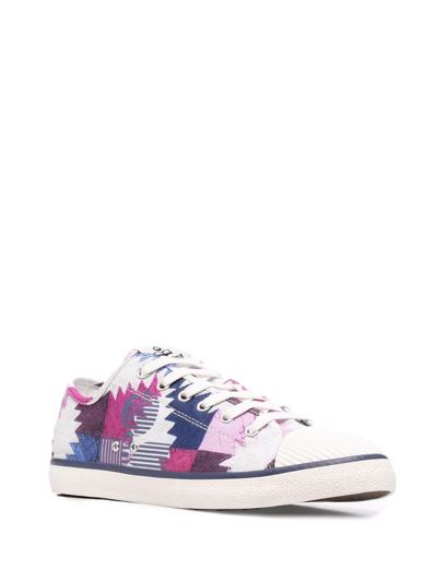 Shop Isabel Marant Colour-block Low-top Sneakers In White