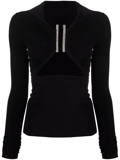 Shop Rick Owens Prong Open Front Top In Black