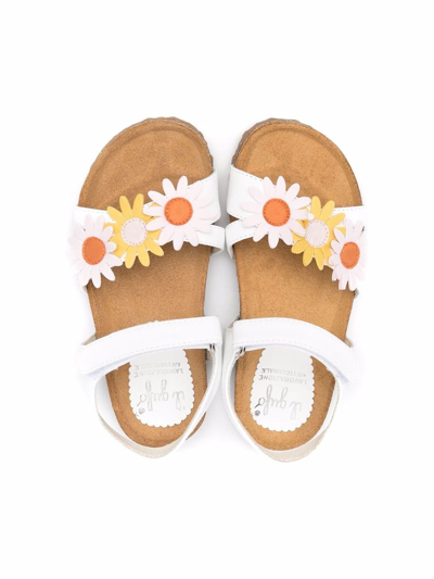 Shop Il Gufo Floral-detail Open-toe Sandals In White