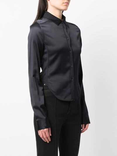 Shop Diesel Curved-hem Long-sleeve Shirt In Black