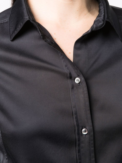 Shop Diesel Curved-hem Long-sleeve Shirt In Black