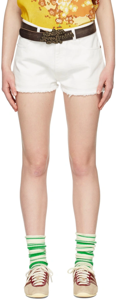 Erl White Denim Shorts In 1 Optic White