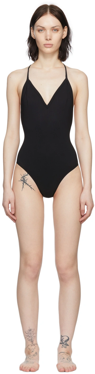 Shop Rick Owens Black Champion Edition Nylon One-piece Swimsuit In 09 Black
