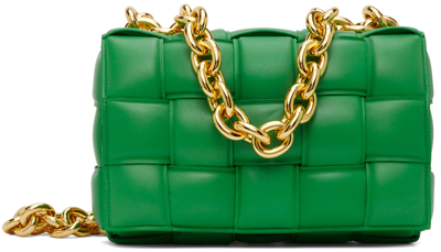 Shop Bottega Veneta Green Chain Cassette Shoulder Bag In 3714 Grass Gold