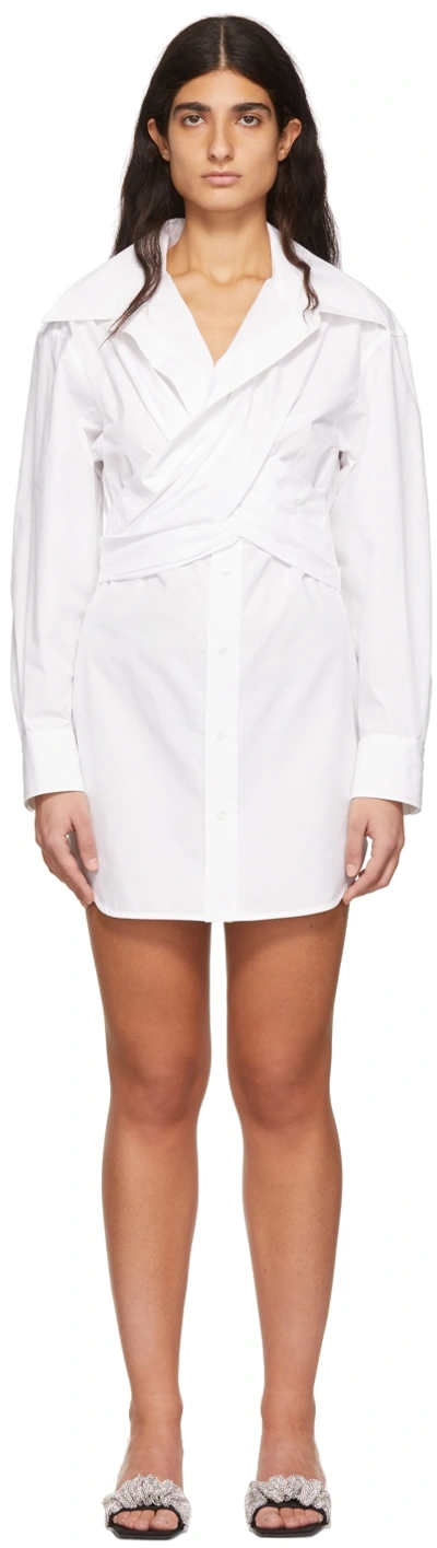Shop Alexander Wang T White Cotton Mini Dress In 100 White