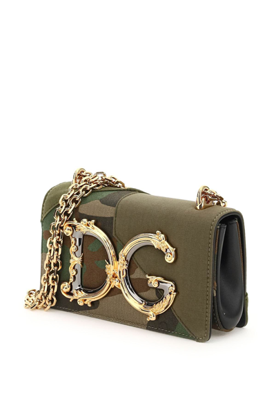 Shop Dolce & Gabbana Camouflage Patchwork Dg Girls Mini Bag In Green,khaki