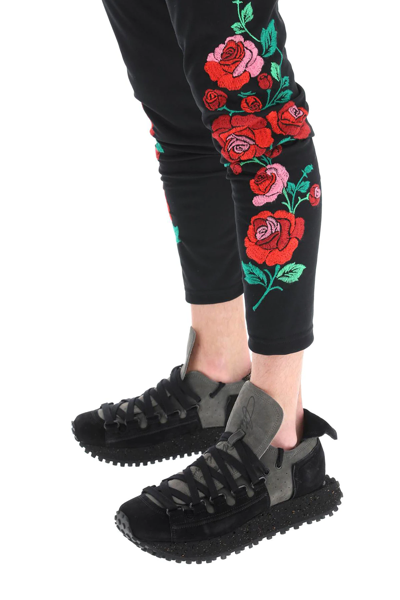 Shop Comme Des Garçons Homme Deux Floral Embroidered Leggings In Black