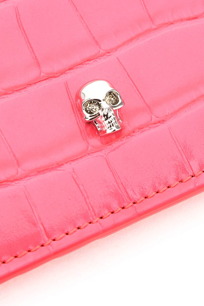 Shop Alexander Mcqueen Skull Card Holder Pouch In Pink