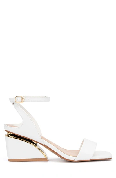 Torgeis Candida Ankle Strap Block Heel Sandal In White
