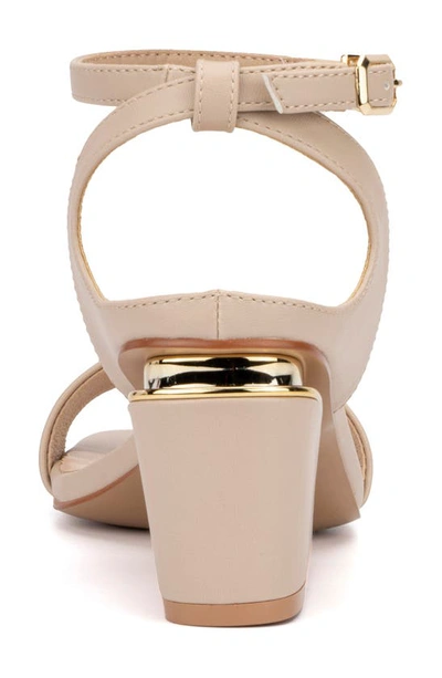 Torgeis Candida Ankle Strap Block Heel Sandal In Beige