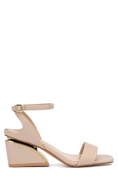 Torgeis Candida Ankle Strap Block Heel Sandal In Beige