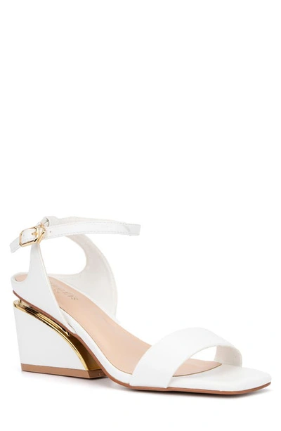 Torgeis Candida Ankle Strap Block Heel Sandal In White